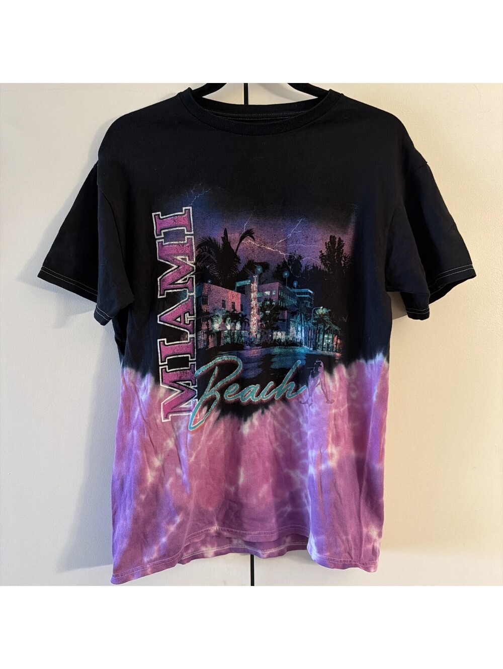 PacSun Miami Beach Graphic Tee T-Shirt Men’s Size S Small Tie Dye Pink Purple
